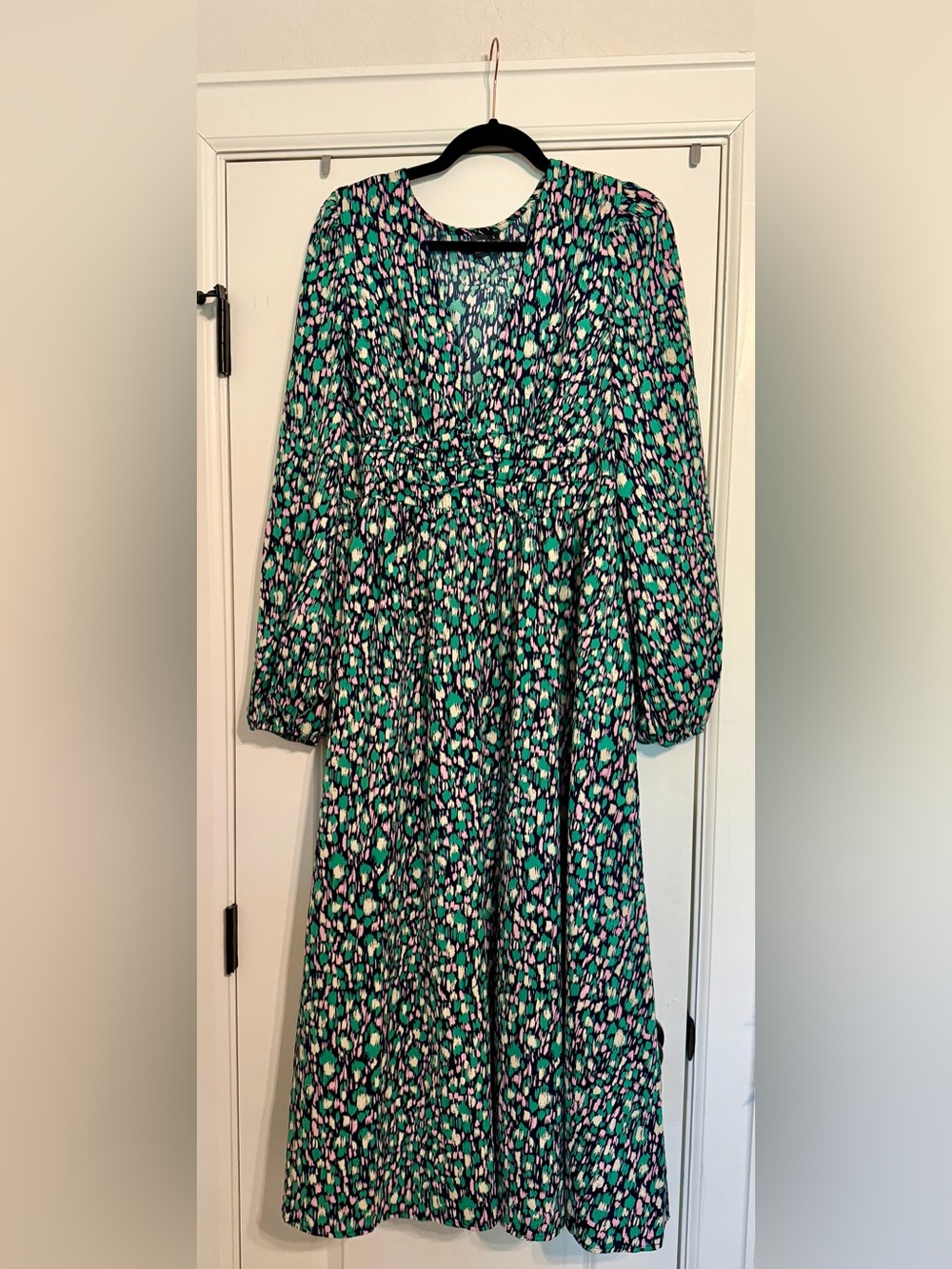SHEIN Green Pink Black Floral Maxi Dress